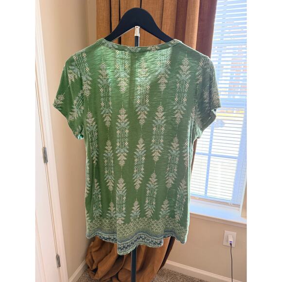 Lucky Brand Tops - Lucky Brand Blue and Green cotton modal blend top V neck L EUC